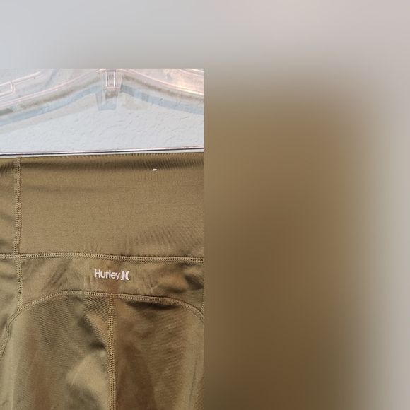 Hurley Small Raw Edge High Rise Ankle Leggings Olive Green Athletic Yoga Pants - Picture 10 of 10